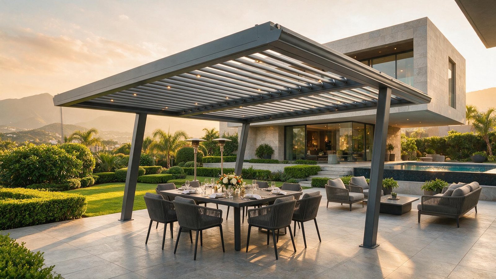 Pérgola bioclimática instalada en residencia de San Pedro Garza García